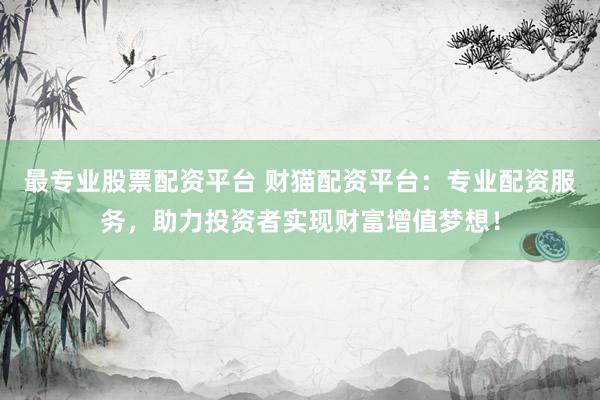 最专业股票配资平台 财猫配资平台：专业配资服务，助力投资者实现财富增值梦想！