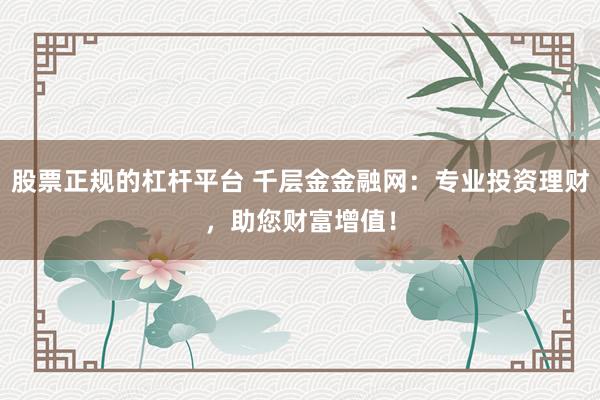股票正规的杠杆平台 千层金金融网：专业投资理财，助您财富增值！