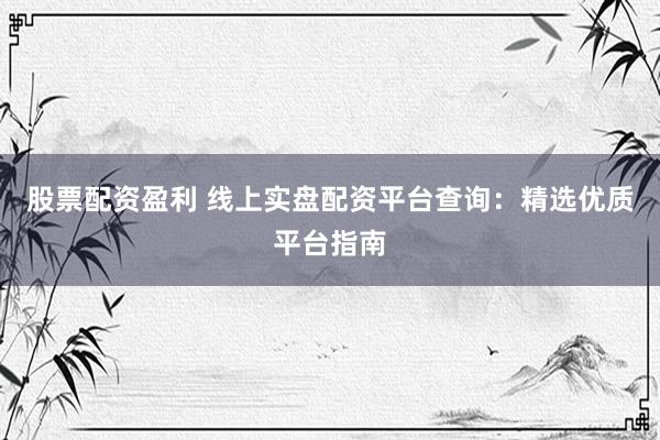 股票配资盈利 线上实盘配资平台查询：精选优质平台指南
