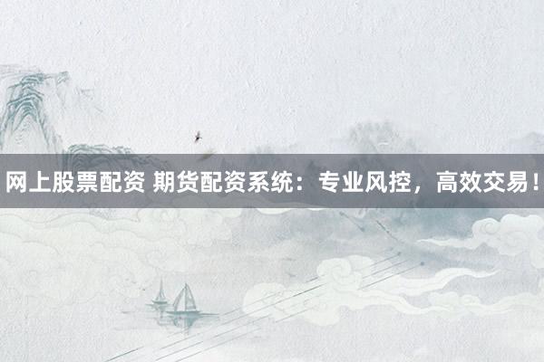 网上股票配资 期货配资系统：专业风控，高效交易！