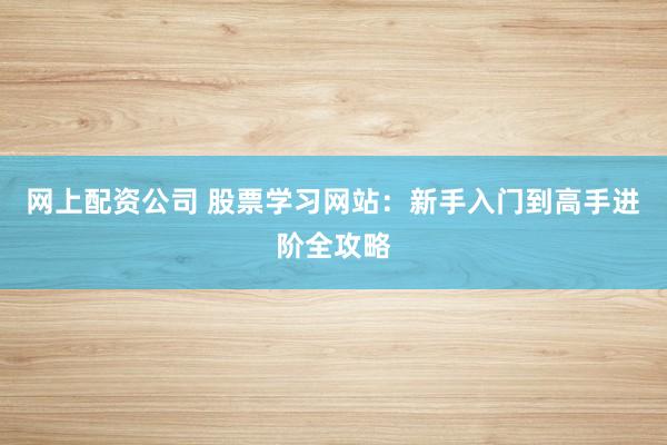 网上配资公司 股票学习网站：新手入门到高手进阶全攻略