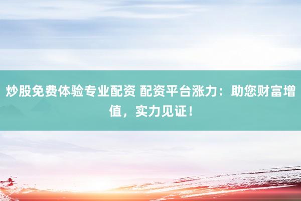 炒股免费体验专业配资 配资平台涨力：助您财富增值，实力见证！