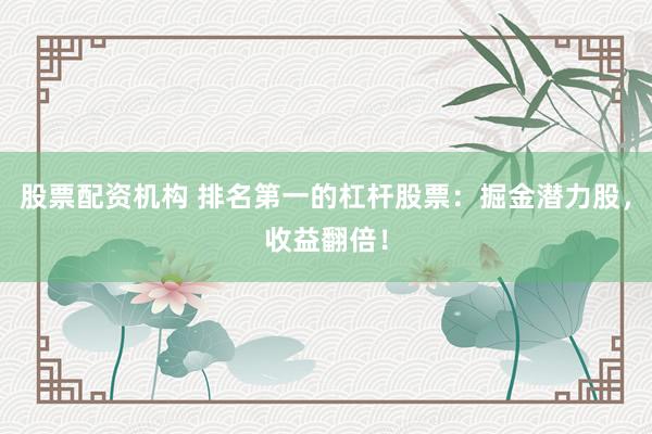 股票配资机构 排名第一的杠杆股票:掘金潜力股,收益翻倍!