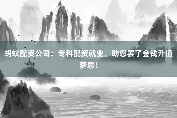 蚂蚁配资公司：专科配资就业，助您罢了金钱升值梦思！