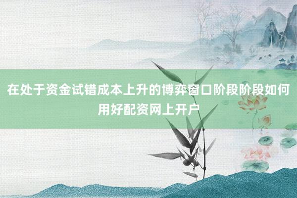 在处于资金试错成本上升的博弈窗口阶段阶段如何用好配资网上开户