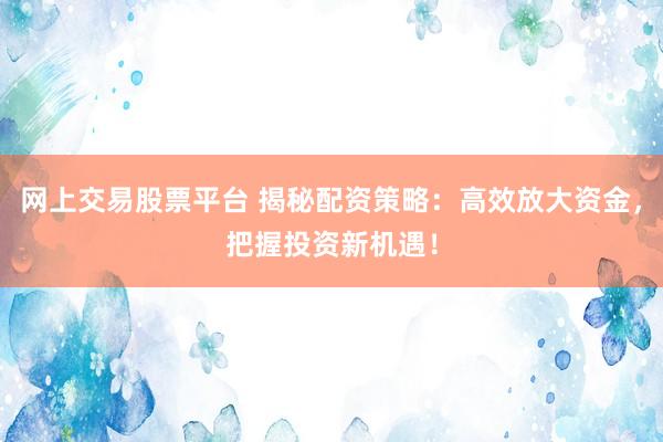 网上交易股票平台 揭秘配资策略：高效放大资金，把握投资新机遇！