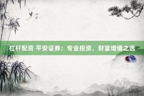 杠杆配资 平安证券：专业投资，财富增值之选