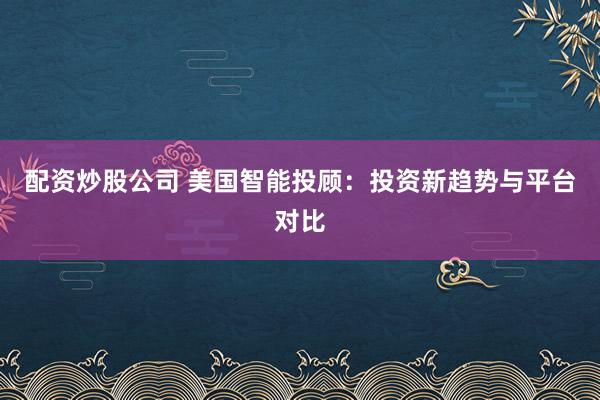配资炒股公司 美国智能投顾：投资新趋势与平台对比