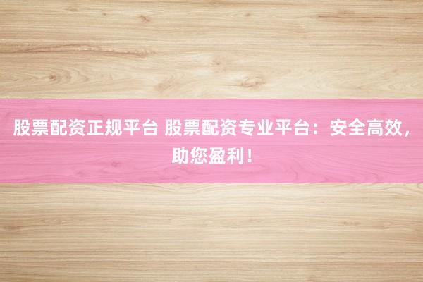 股票配资正规平台 股票配资专业平台：安全高效，助您盈利！