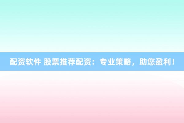 配资软件 股票推荐配资：专业策略，助您盈利！