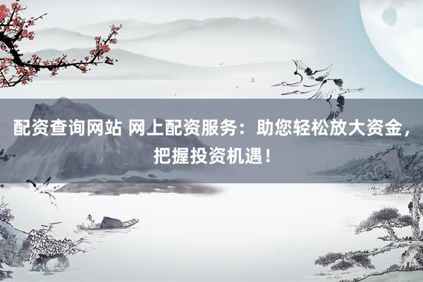 配资查询网站 网上配资服务：助您轻松放大资金，把握投资机遇！