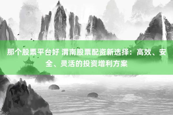 那个股票平台好 渭南股票配资新选择：高效、安全、灵活的投资增利方案